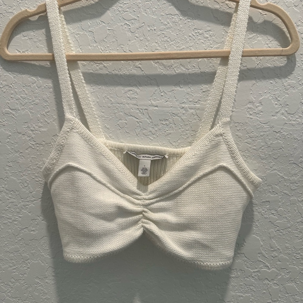 Cotton by Autumn Cashmere White Knit Crop Top